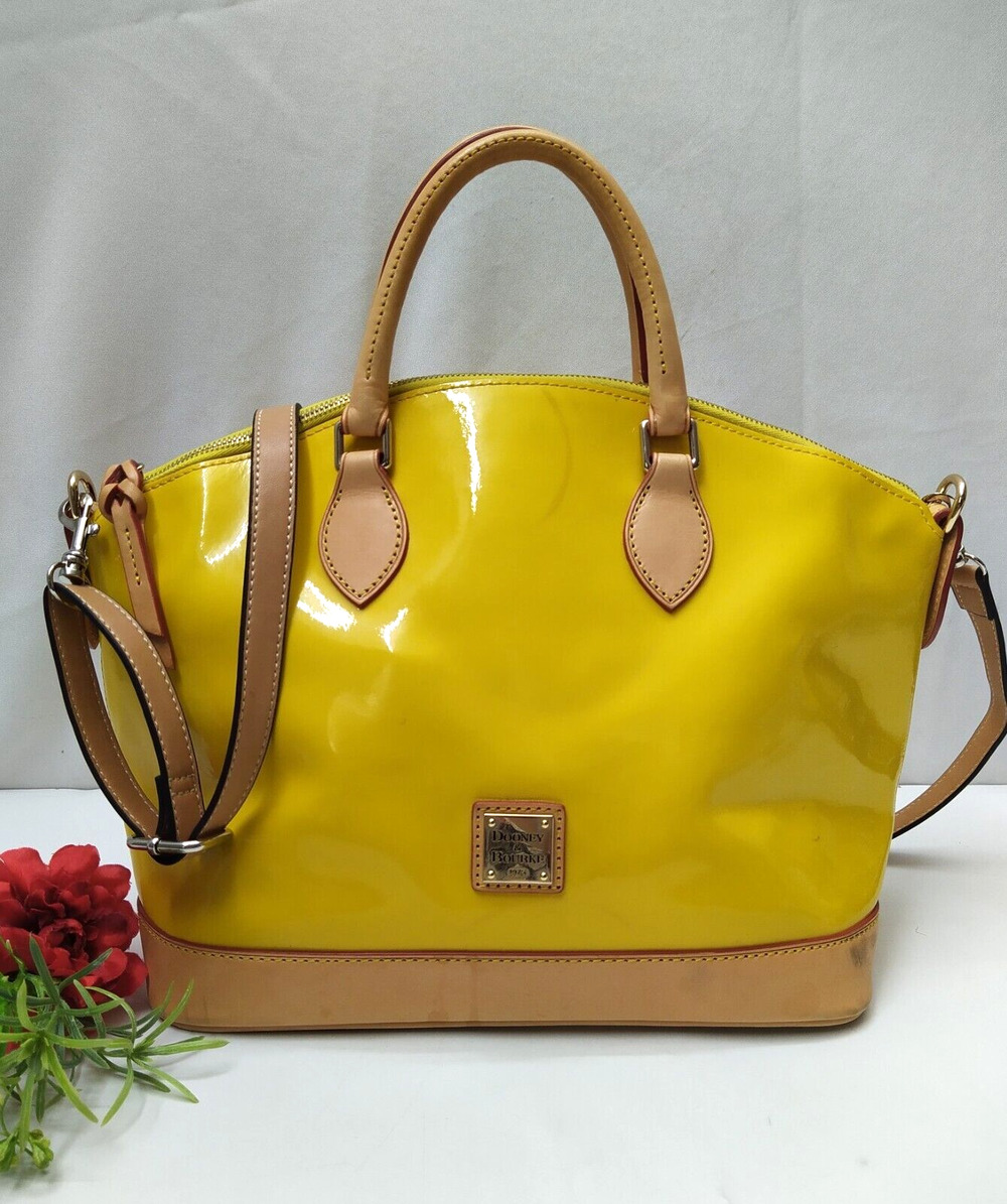 Dooney & Bourke Darcy Yellow Patent Leather Double Handles Satchel Bag